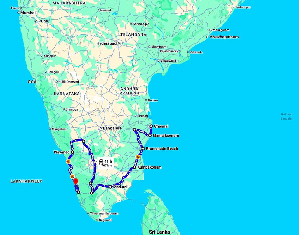 map south india